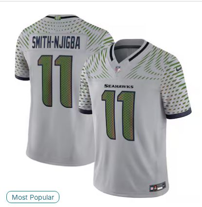Men 2025 Seattle Seahawks #11 Smith-Njigba grey 5th generation Throwback Nike Limited NFL Jersey style 01->dallas cowboys->NFL Jersey